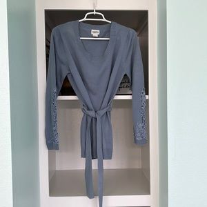 Cornflower blue belted sweater by together